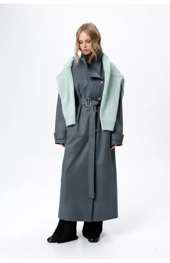 Плащ Pirs 6214 серо-бирюзовый Плащ Pirs 6214 серо-бирюзовый