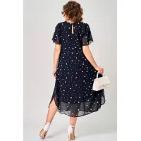 Платье Eva Grant 7116 синий горох