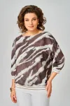 Блузка Swallow 872.3 молочный шоколад/принт «белая абстракция»