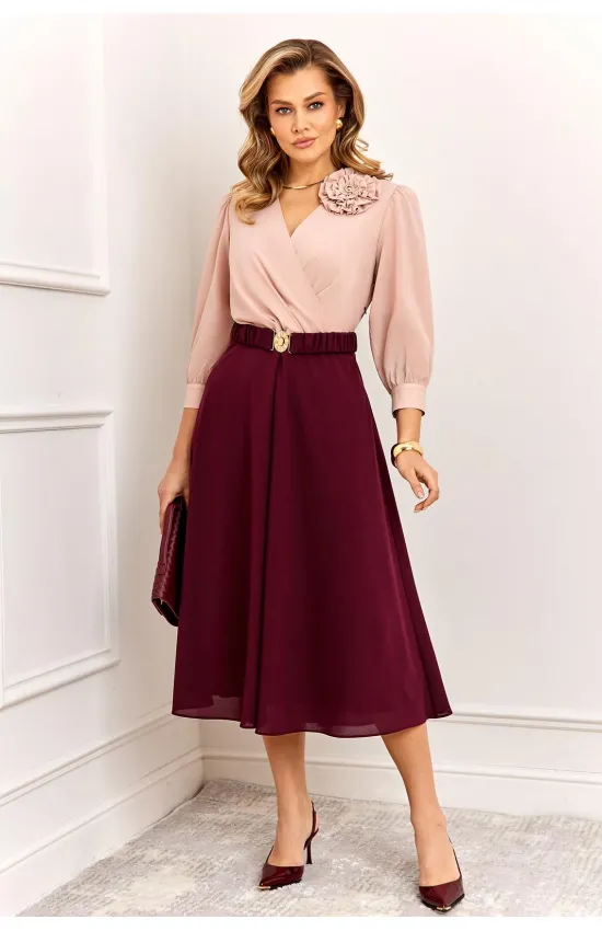 Платье Agatti 6001 Бежево-винный