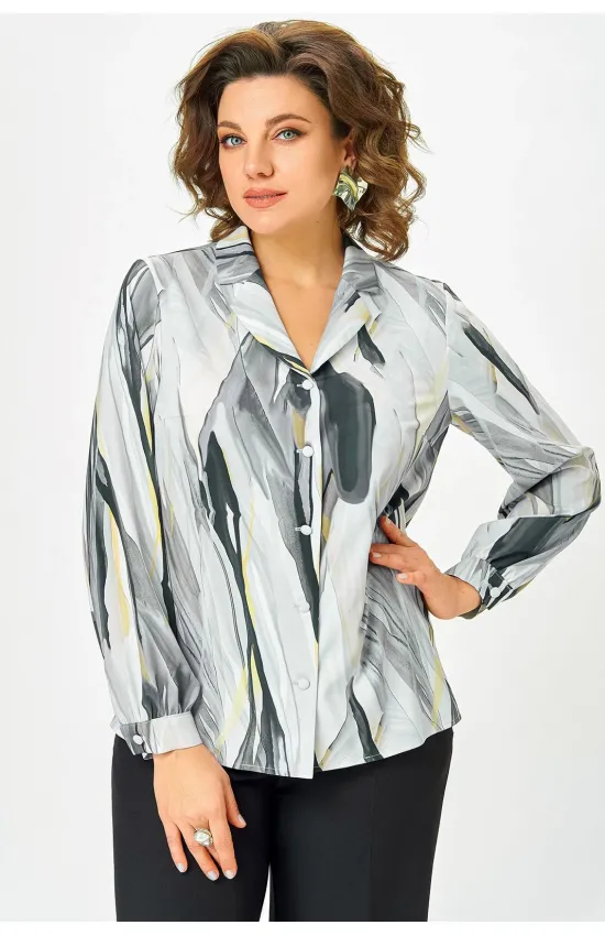 Блузка Swallow 772.5 Принт  серо-бежевые разводы