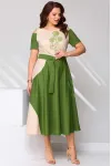 Платье Асолия 2681 бежево-зелёный