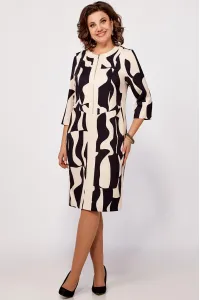 Платье Swallow 798 бежево-чёрный принт