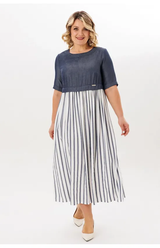 Платье Michel Chic 2197 деним, полоска