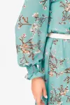 Платье Swallow 819.1 бирюзовый, принт «коричневые веточки»