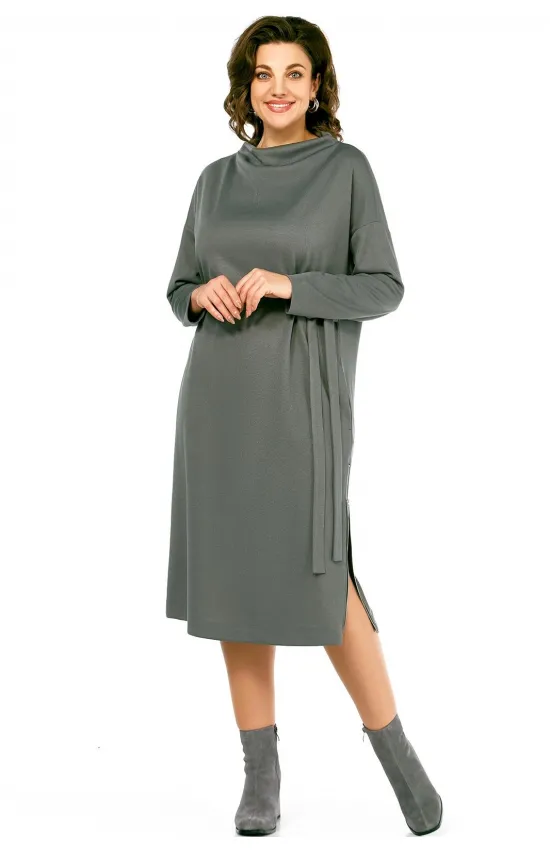 Платье Ольга Стиль С976 серо-зеленый
