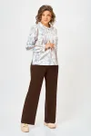 Кофта Swallow 883.1 молочный, принт «бежево-голубые тропические листья» Кофта Swallow 883.1 молочный, принт «бежево-голубые тропические листья»