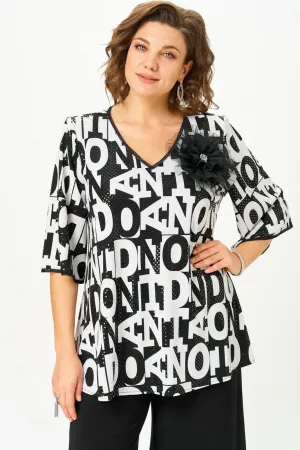 Блузка Svetlana Style 5036 черно-белый буквы