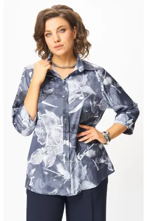 Блузка Белэльстиль 877-326 синий принт