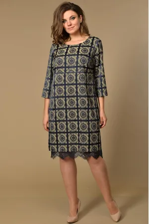 Платье Lady Style Classic 1458/2 Темно-синий с бежевым
