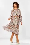Платье Swallow 876 Серо-бежево- рыжий,  принт «листья»