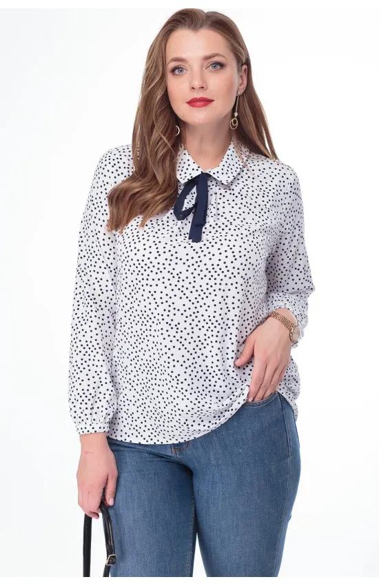 Блузка Anelli 321 белый в горох