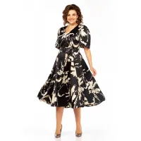 Платье Милора-Стиль 1419 черный с принтом