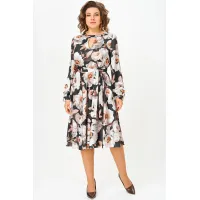 Платье Swallow 707.2 чёрный/принт «бежево-молочные пионы» Платье Swallow 707.2 чёрный/принт «бежево-молочные пионы»