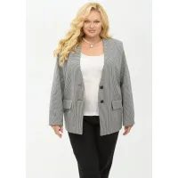 Пиджак Your Size 2265/170 Черно-белый в «гусиную лапку»