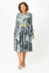 Платье Swallow 707.1 принт «тропические листья в светло- бирюзовых и тёмных оттенках»
