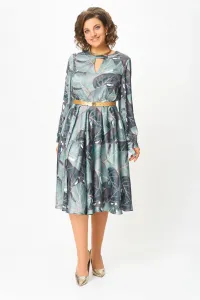 Платье Swallow 707.1 принт «тропические листья в светло- бирюзовых и тёмных оттенках»