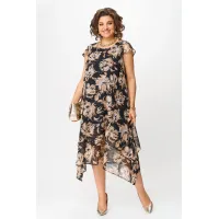 Платье Solomea Lux 958А черный с бежевым