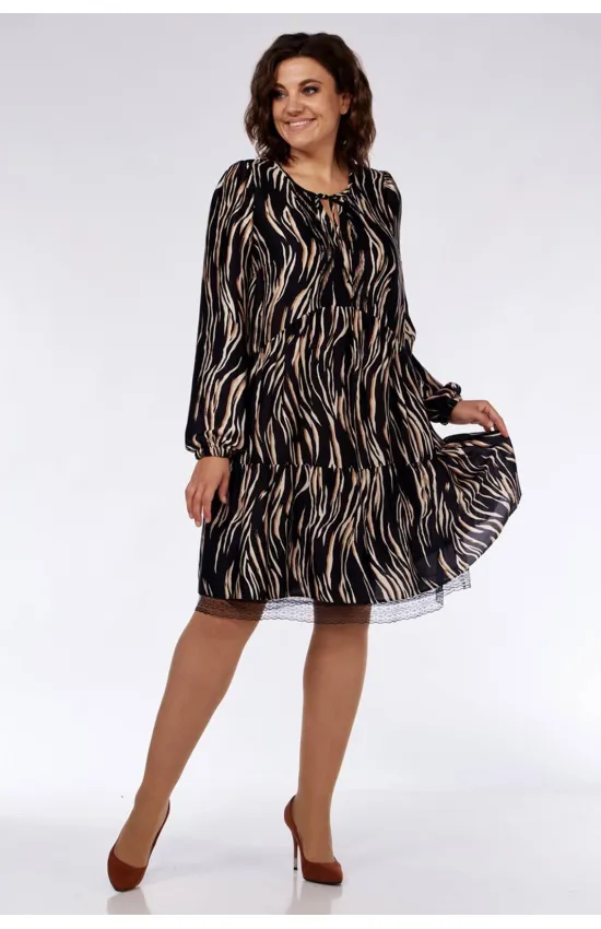 Платье Милора-Стиль 1035 черное с бежевым Платье Милора-Стиль 1035 черное с бежевым