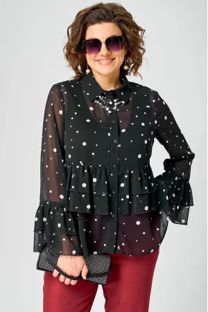 Блузка Eva Grant 7221 принт горох
