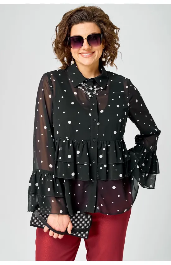 Блузка Eva Grant 7221 принт горох