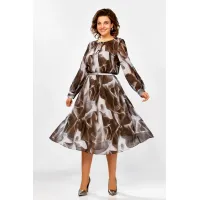 Платье Swallow 876.2 коричнево- серый принт