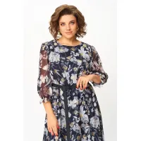 Платье Moda-Versal 2483 тёмно-синий с цветами