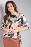 Блузка Axxa 140 бежевый+разноцветные штрихи