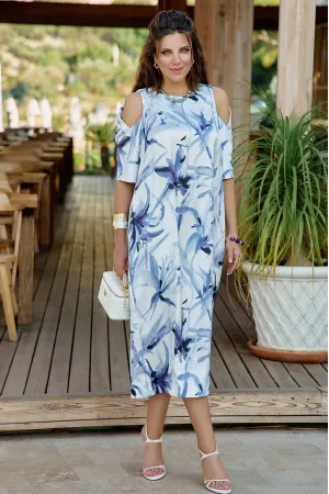 Платье Vittoria Queen 28633 молочный, синий, принт