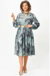 Платье Swallow 707.1 принт «тропические листья в светло- бирюзовых и тёмных оттенках»