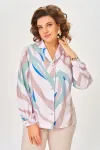 Блузка Swallow 772.4 пудровый, в мятный, бежевый и ярко-голубой принт