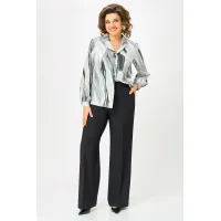 Блузка Swallow 772.5 Принт  серо-бежевые разводы