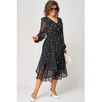 Платье Eva Grant 7297В черный в белый горох
