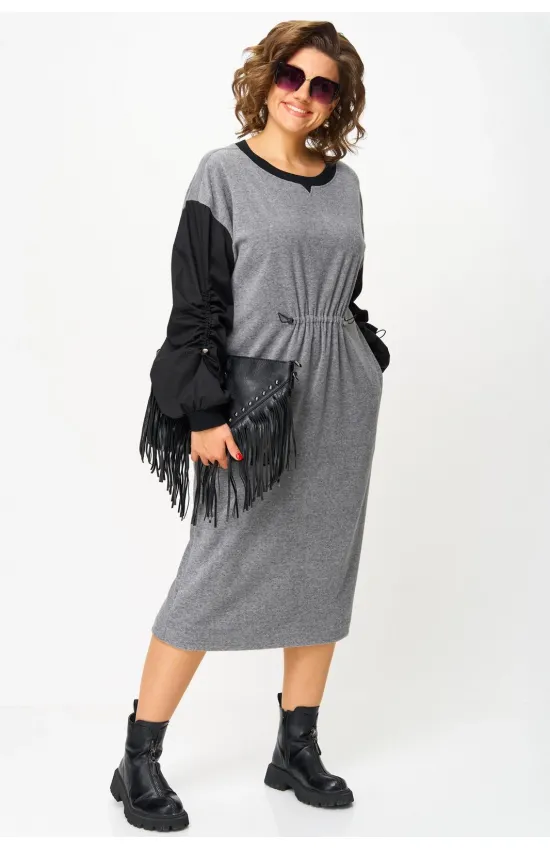 Платье Карина Делюкс М-1401 серый