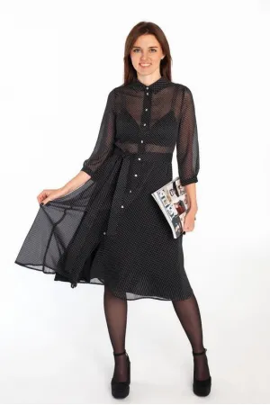 Платье I3I Fashion 102/1 черное в белый горошек