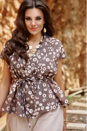 Пиджак Vittoria Queen 28123ж коричневый, принт