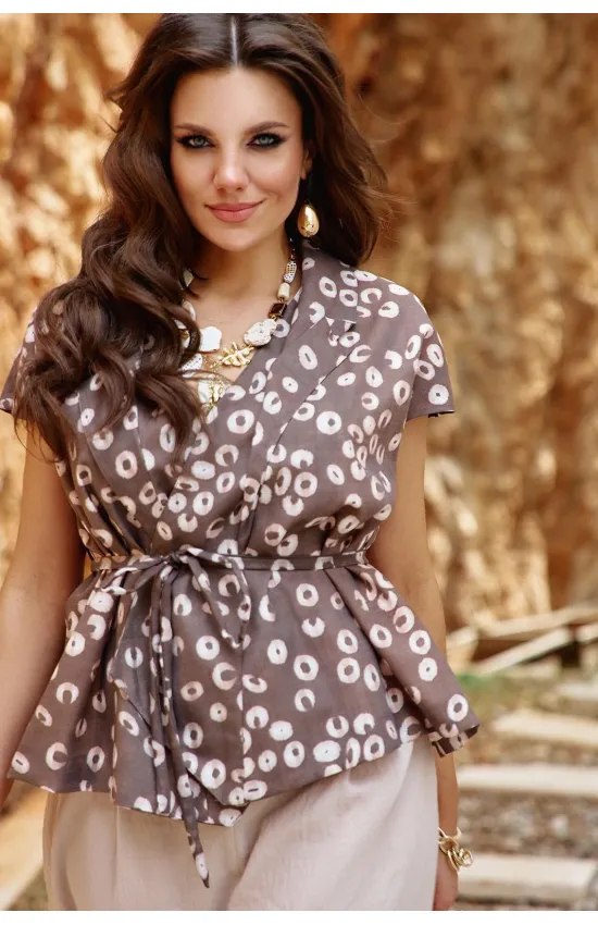 Пиджак Vittoria Queen 28123ж коричневый, принт