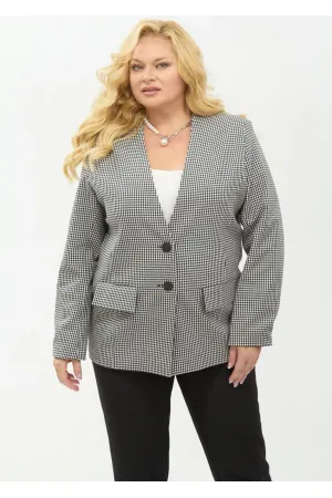 Пиджак Your Size 2265/164 Черно-белый в «гусиную лапку»