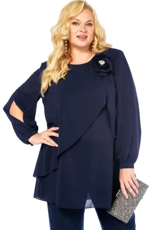 Блузка Элль-Стиль 2412а темно-синий