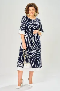 Платье Карина Делюкс М-1245 синий+белый