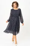Платье Swallow 881 тёмно-синий, принт «белые веточки»