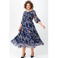 Платье Swallow 780 Синий, принт Ночной сад