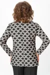 Блузка Swallow 878 чёрный, Принт «молочные ретро-волны»