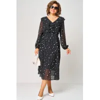Платье Eva Grant 7297В черный в белый горох
