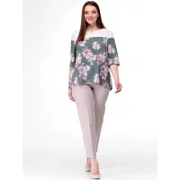 Блузка Talia Fashion Бл-81- цветочный с серым