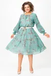Платье Swallow 819.1 бирюзовый, принт «коричневые веточки»