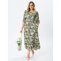 Платье Your Size 2255/164 Цветочный принт на черном