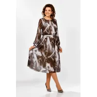 Платье Swallow 876.2 коричнево- серый принт