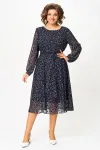 Платье Swallow 881 тёмно-синий, принт «белые веточки»