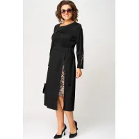 Платье Eva Grant 7220Б черный+принт капучино